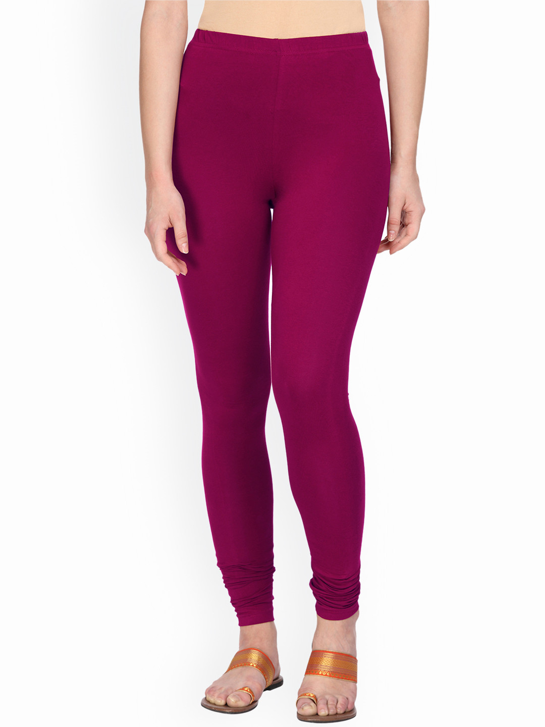 Buy Alena Women Maroon Solid Churidar Length Leggings Leggings for