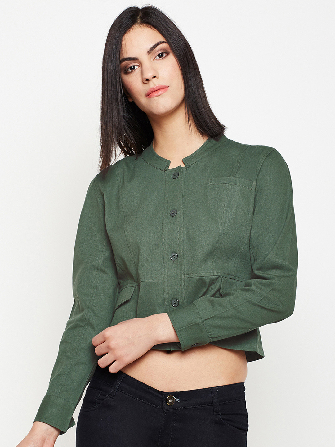 Buy Nun Women Green Solid Tailored Jacket Jackets For Women 8363813