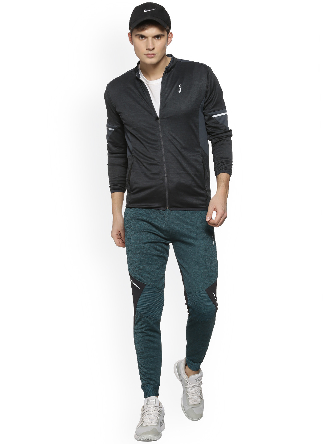 Buy Campus Sutra Men Black & Teal Green Tracksuit Tracksuits for Men