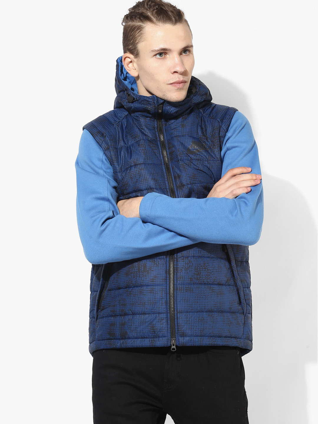 Buy Nike Men Blue Checked Padded Jacket Jackets for Men 8101893 Myntra