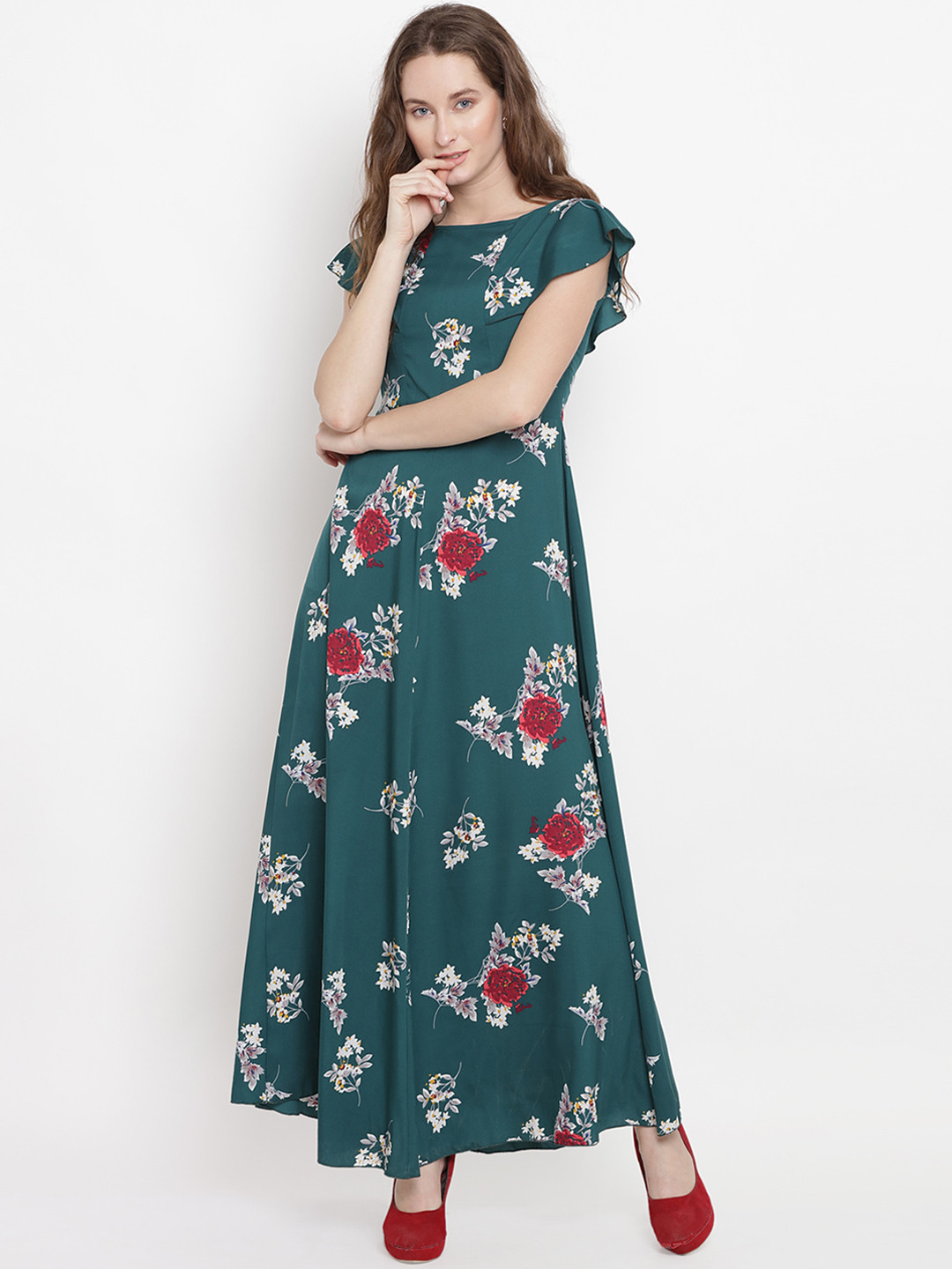 Buy Abiti Bella Women Green Printed Maxi Dress Dresses for Women