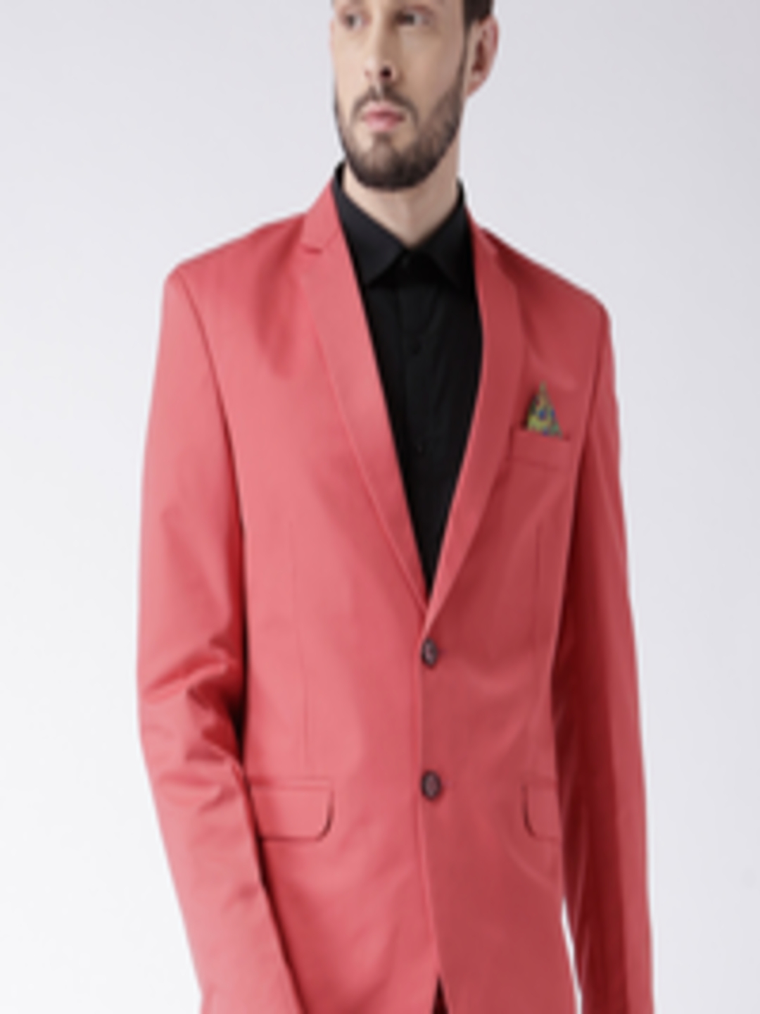 Buy Hangup Men Red Solid Single Breasted Formal Blazer - Blazers for ...
