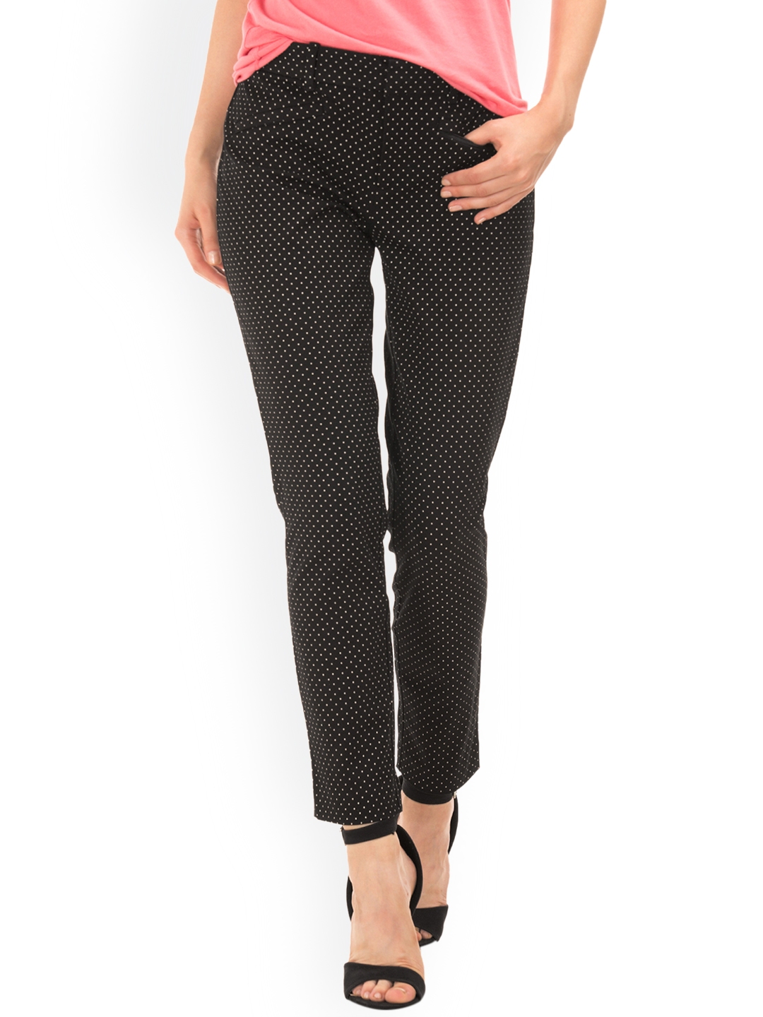 Buy GAP Women Black Skinny Fit Printed Regular Trousers - Trousers for ...
