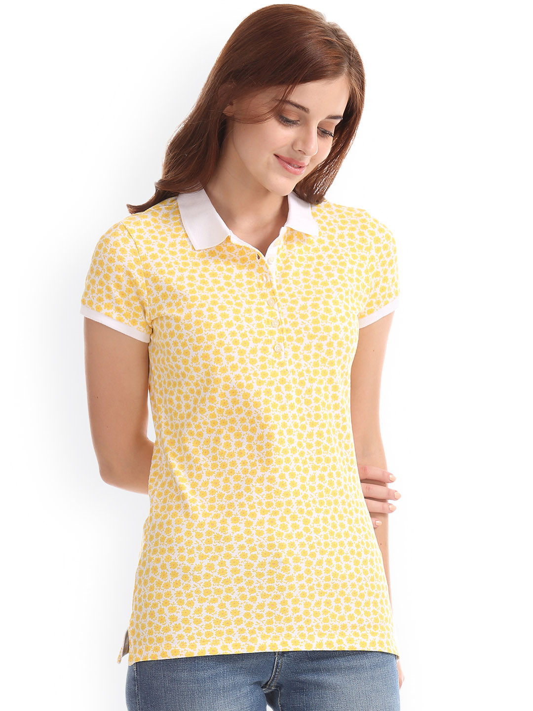Buy GAP Women White Short Sleeve Print Polo Tshirts for Women 8111875 Myntra