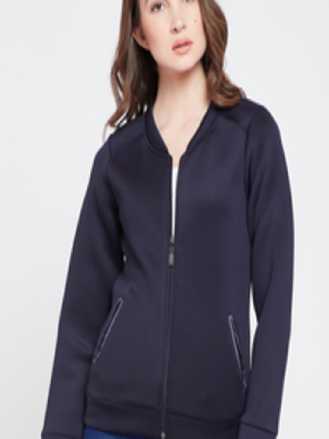 Buy RARE Women Navy Blue Solid Bomber - Jackets for Women 8124451 | Myntra
