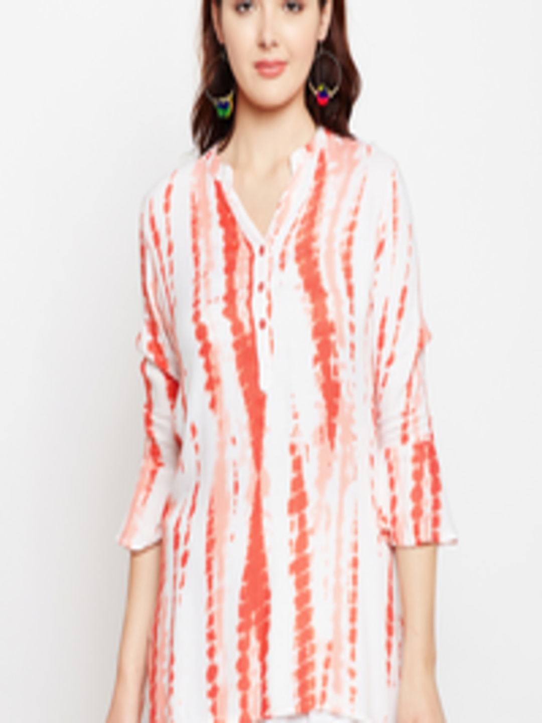 Buy Be Indi White & Orange Printed Tunic - Tunics for Women 8124363 ...