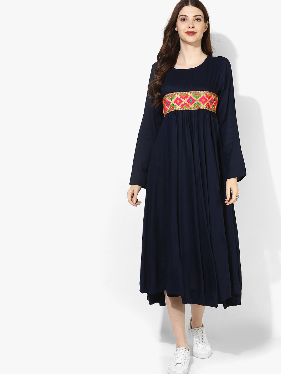 Buy Sangria Women Navy Blue Solid Midi Empire Dress Dresses For Women 7036187 Myntra 0807