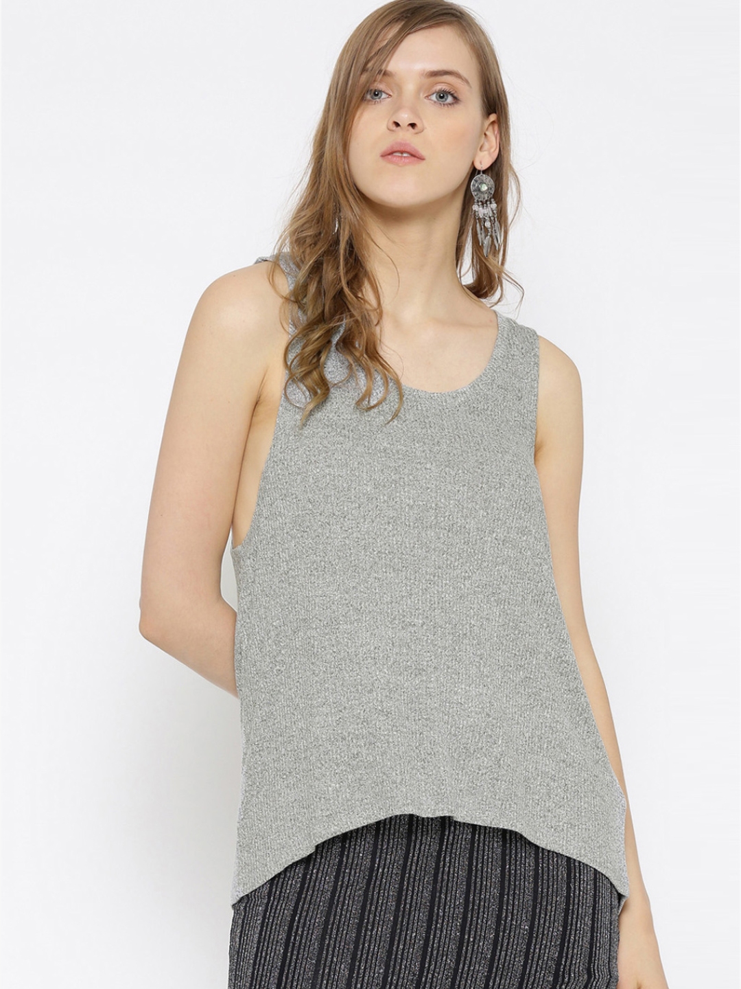 Buy Light Grey Solid Tank Top - Tops for Women 7164179 | Myntra