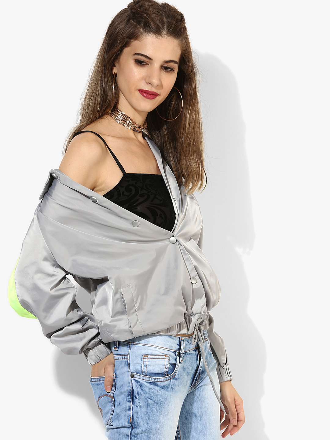 Buy Grey Solid Winter Jacket Jackets for Women 7174696 Myntra