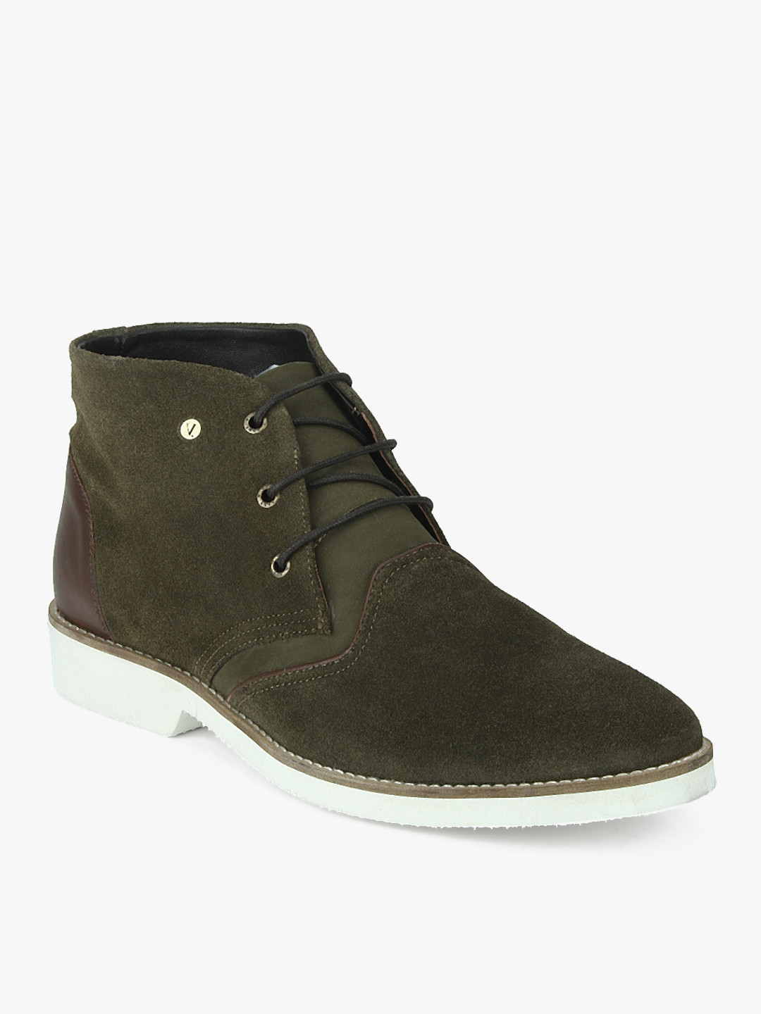 Buy V Dot By Van Heusen Men Olive Green Suede Boots Boots for Men