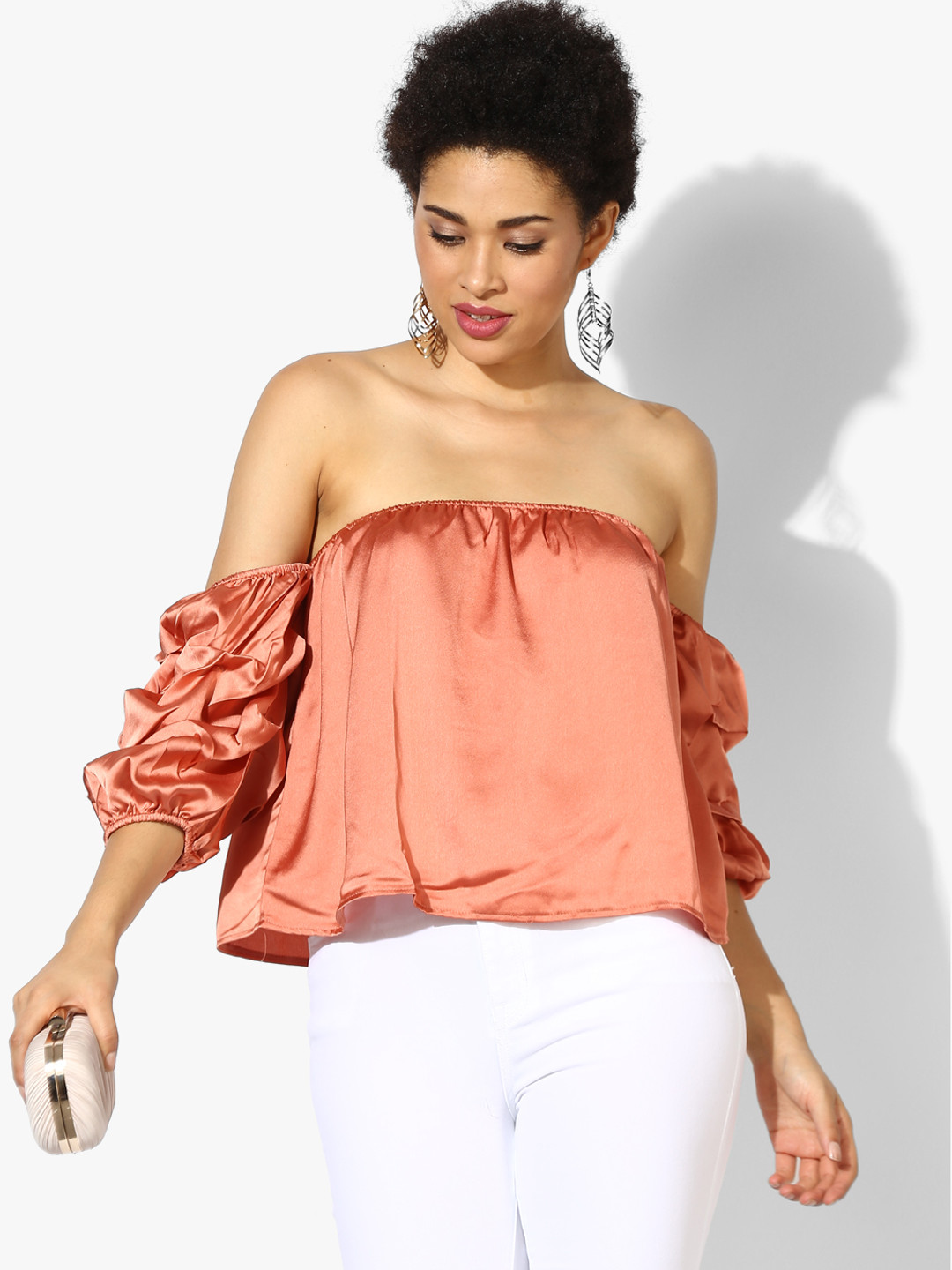 Buy Peach Solid Blouse Tops for Women 7173743 Myntra