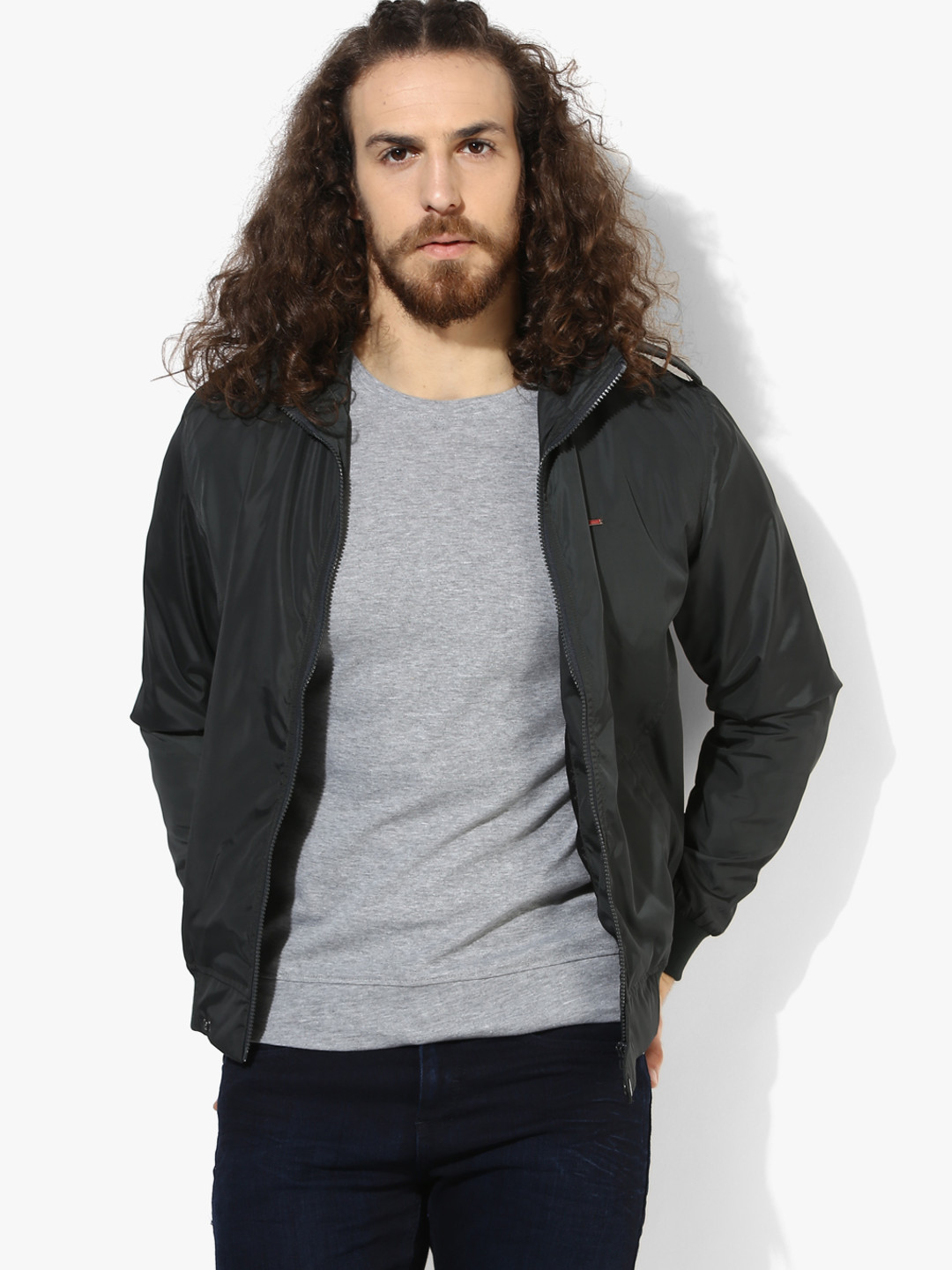 Buy Dark Grey Solid Casual Jacket Jackets for Men 7172963 Myntra