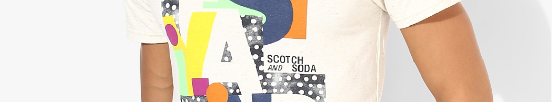 Buy Scotch & Soda Men Off White Printed Round Neck T Shirt - Tshirts ...