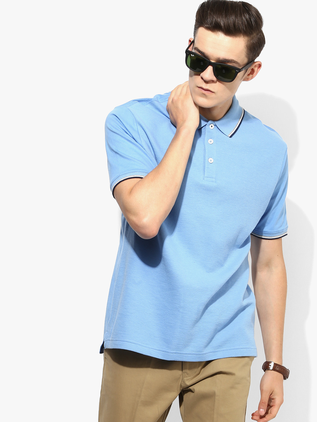 light blue polo t shirt