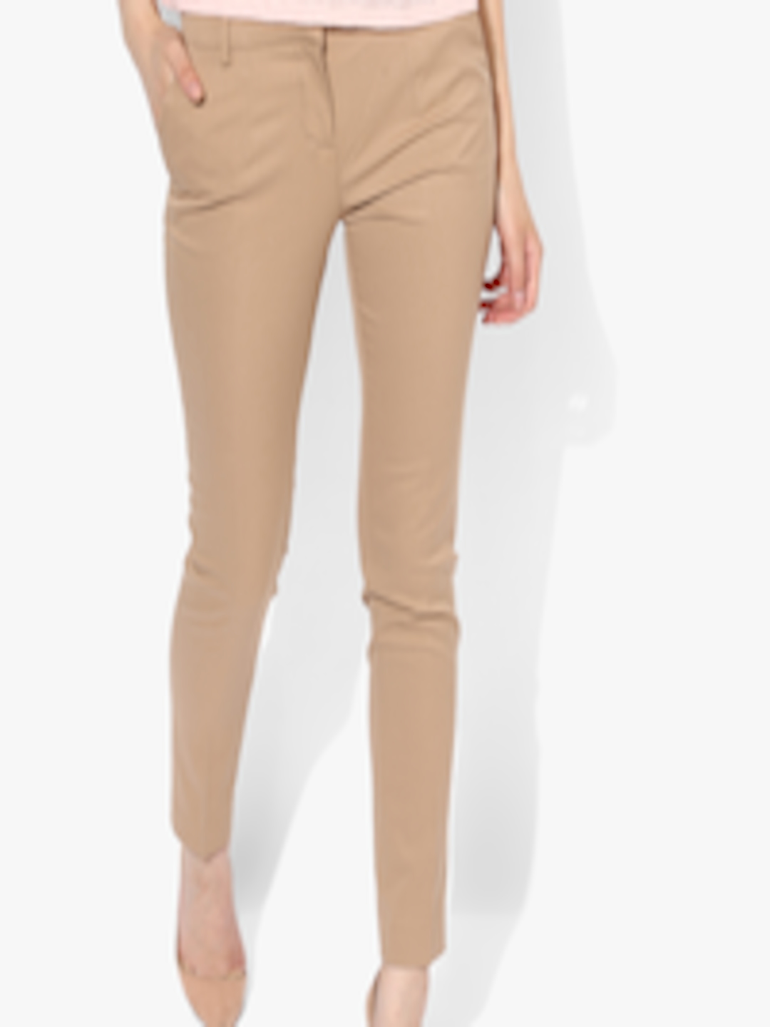 Buy Beige Solid Skinny Fit Chinos - Trousers for Women 7177508 | Myntra