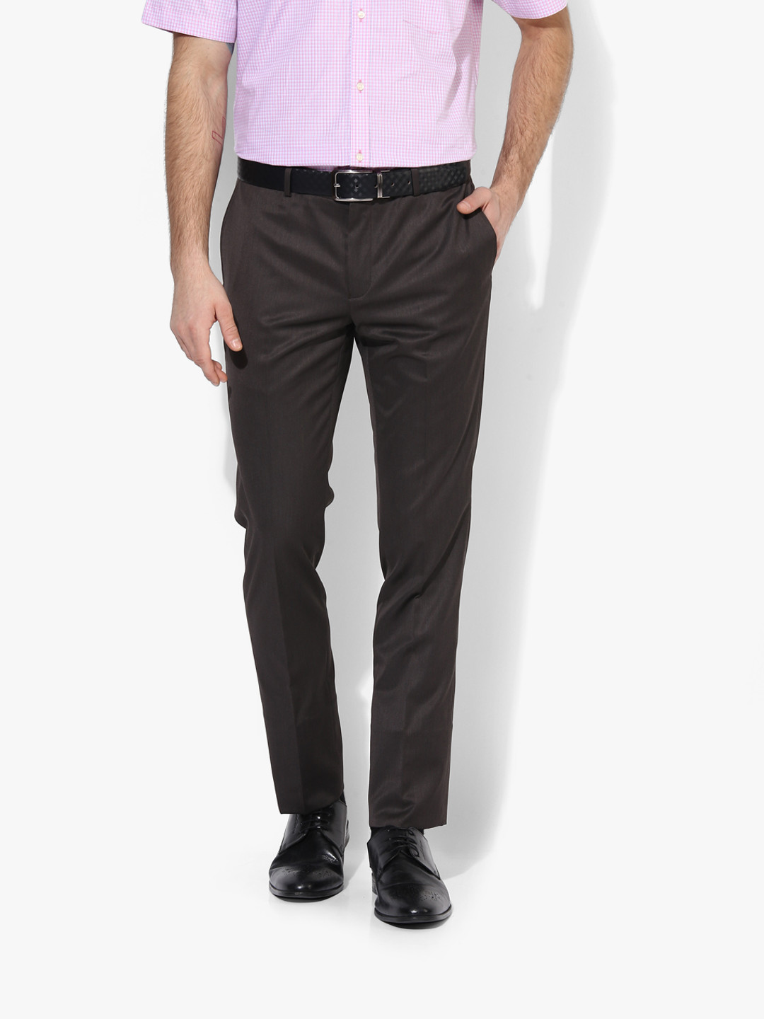 Buy Brown Solid Regular Fit Formal Trouser Trousers for Men 7178584