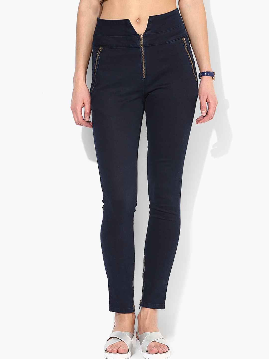 Buy Blue Solid Mid Rise Skinny Fit Jeans - Jeans for Women 7179822 | Myntra