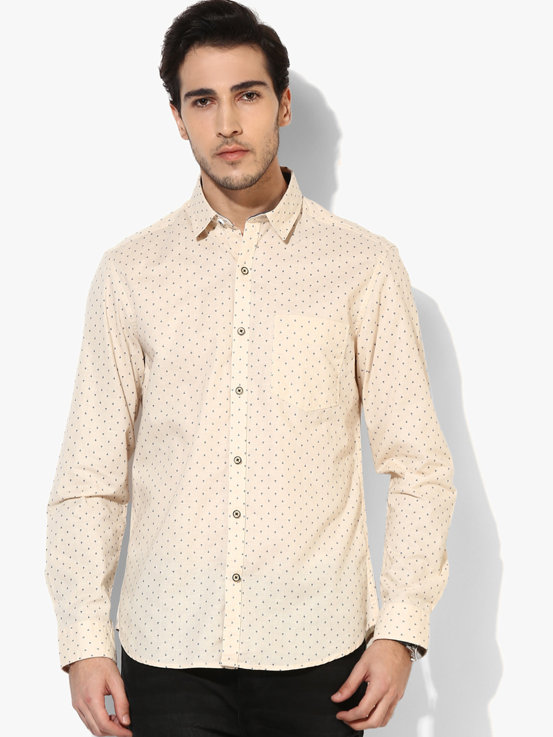 Buy Cream Printed Slim Fit Casual Shirt Shirts for Men 7178075 Myntra