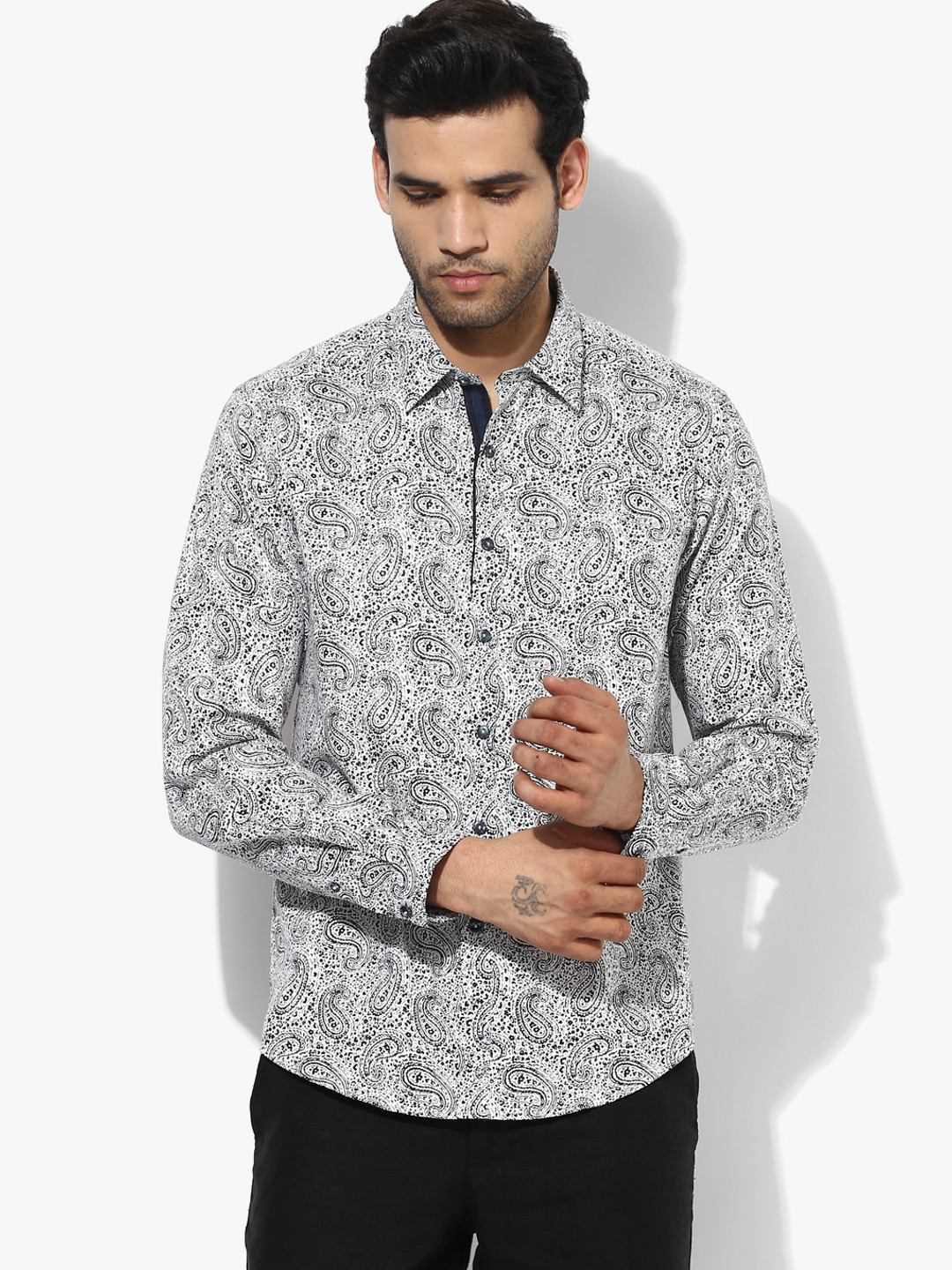 Buy Black Printed Slim Fit Club Wear Party Shirt Shirts for Men
