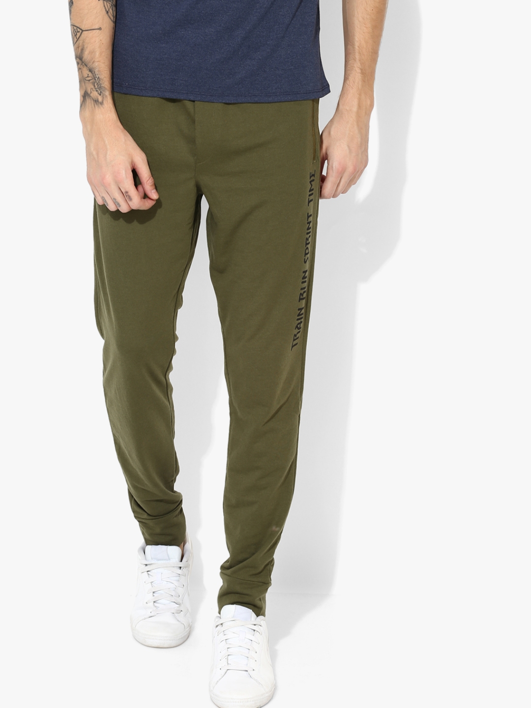 Buy Alcis Men Olive Green Solid Track Pants - Track Pants for Men ...