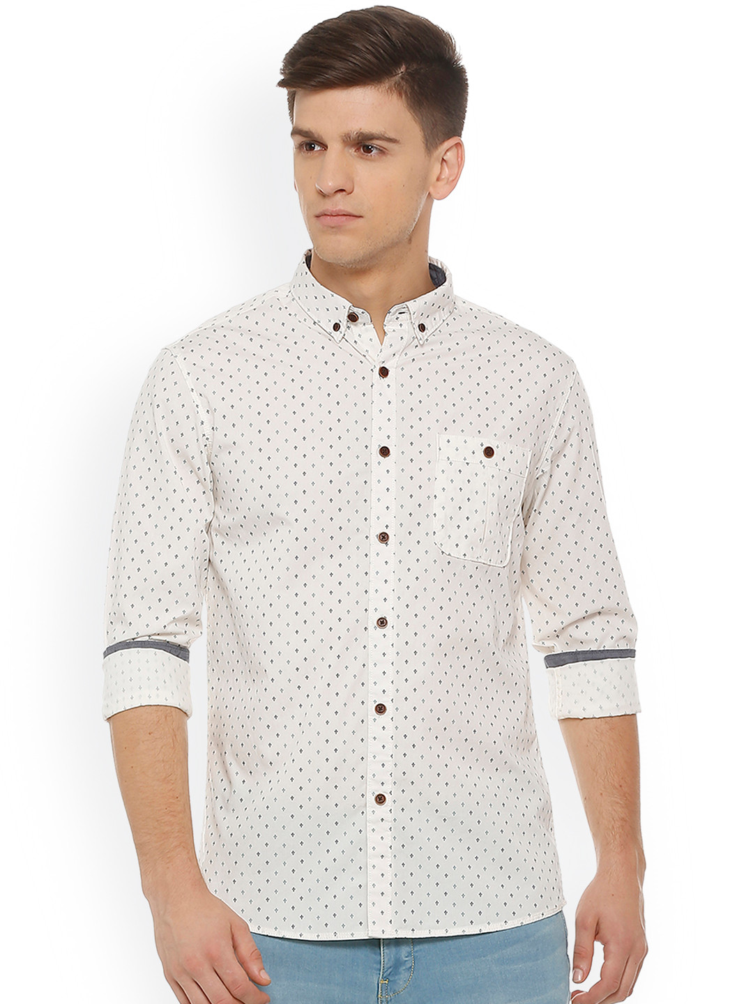 Buy People Men White Regular Fit Printed Casual Shirt Shirts for Men
