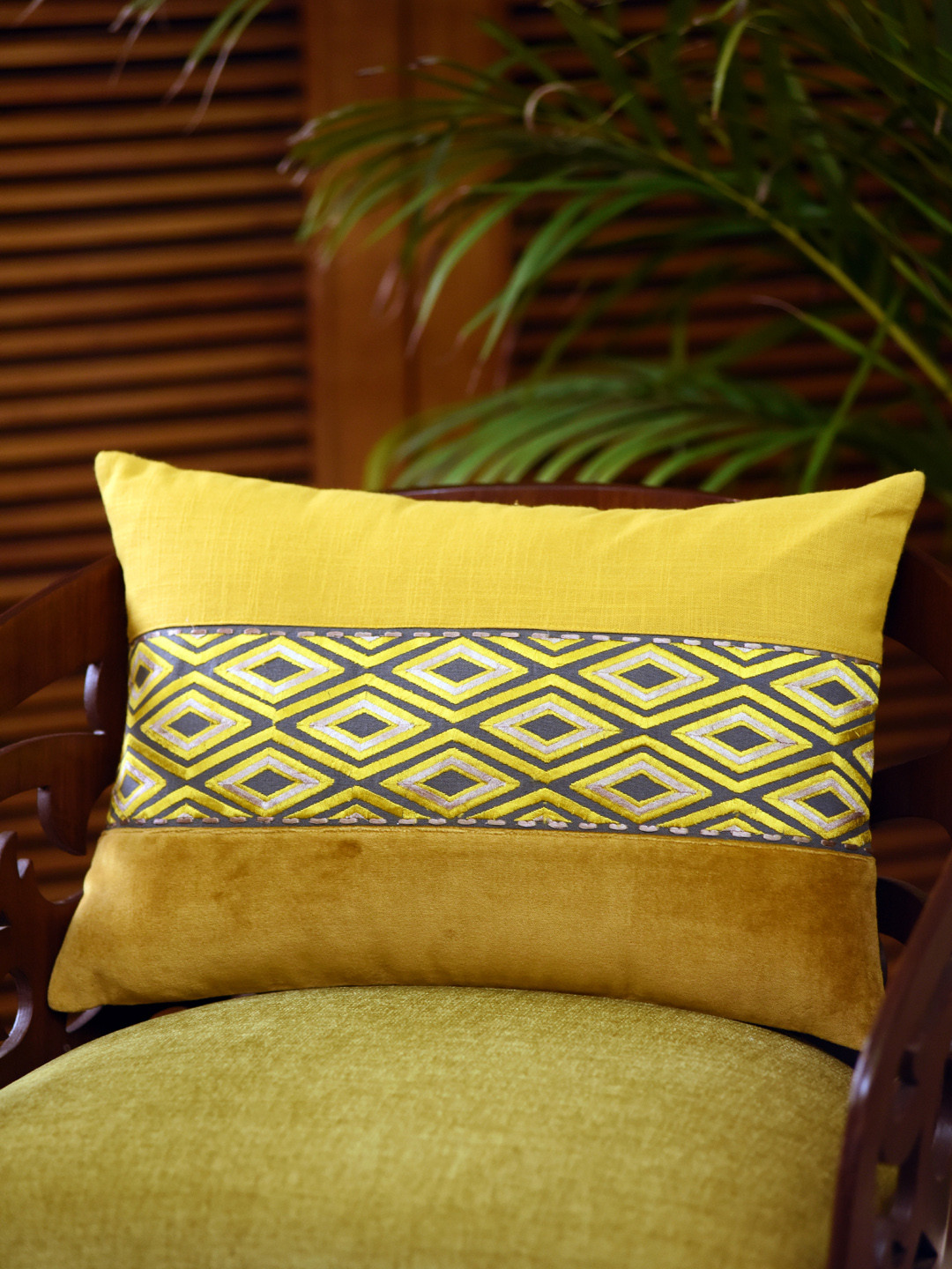 Buy INTERDECOR Yellow Single Geometric Rectangle Cushion Covers