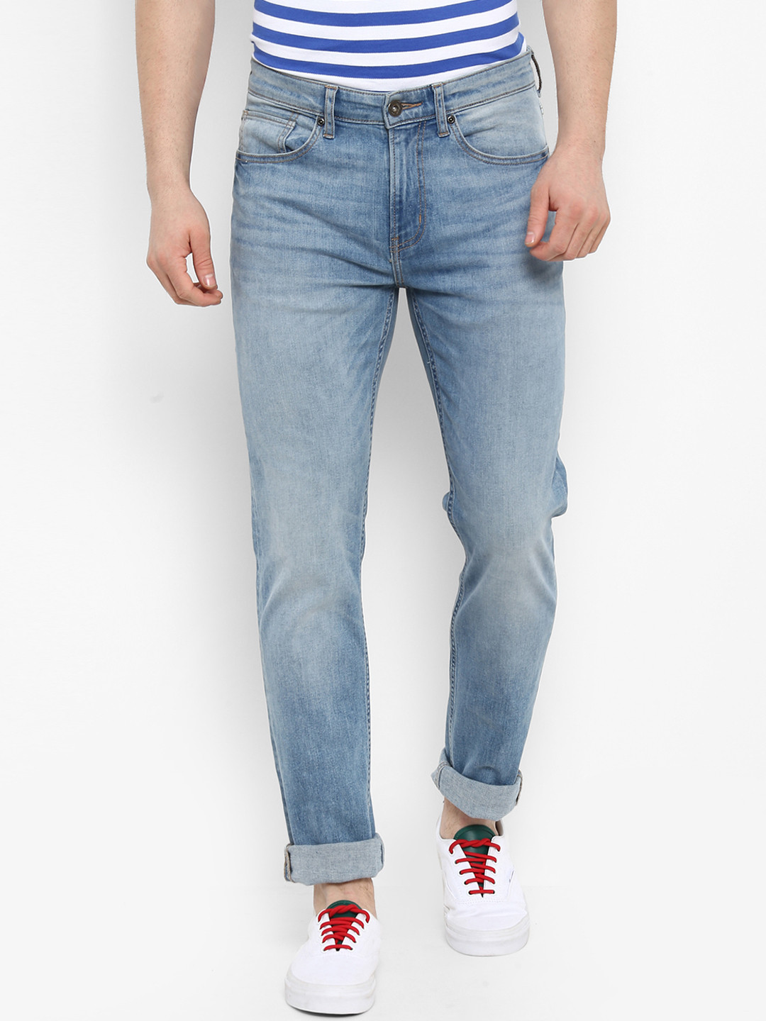 Buy Red Tape Men Blue Slim Fit Mid Rise Clean Look Stretchable Jeans