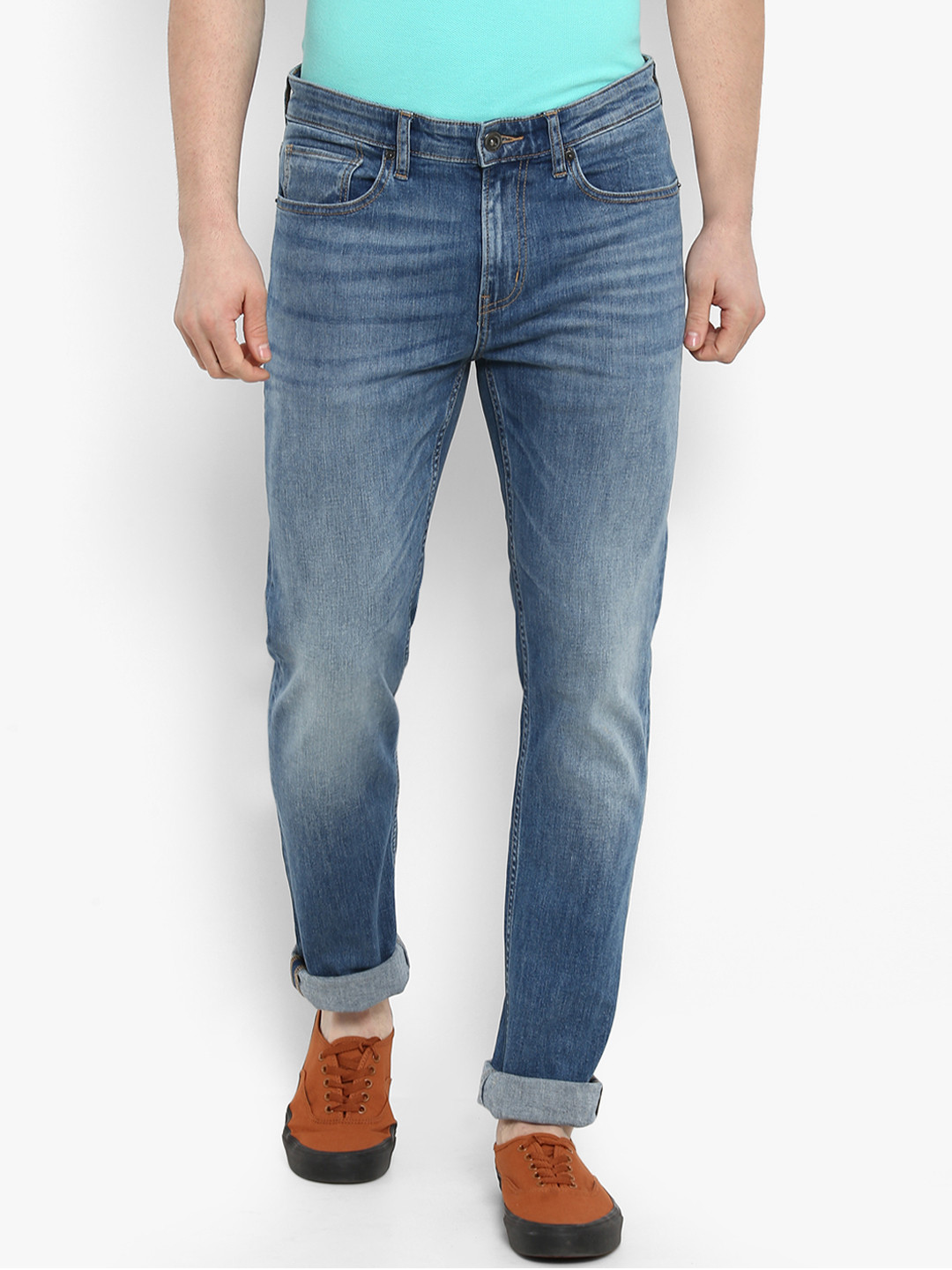 Buy Red Tape Men Blue Slim Fit Mid Rise Clean Look Stretchable Jeans