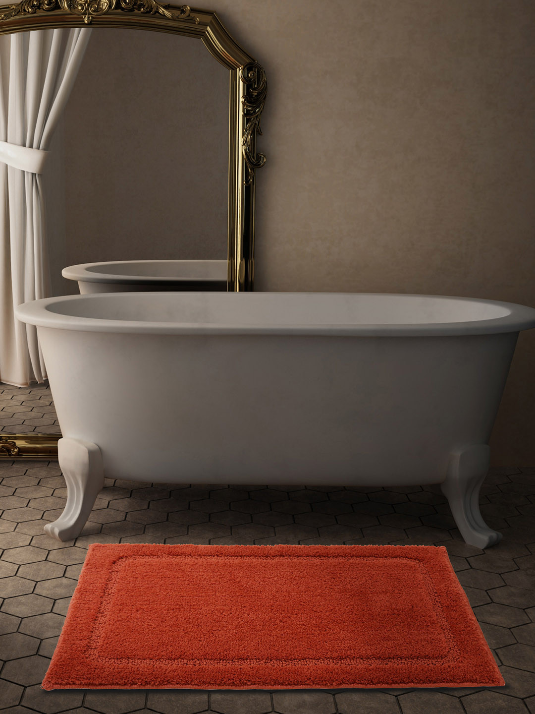 Buy SPACES Rust Red Solid Rectangular Bath Rug Bath Rugs for Unisex