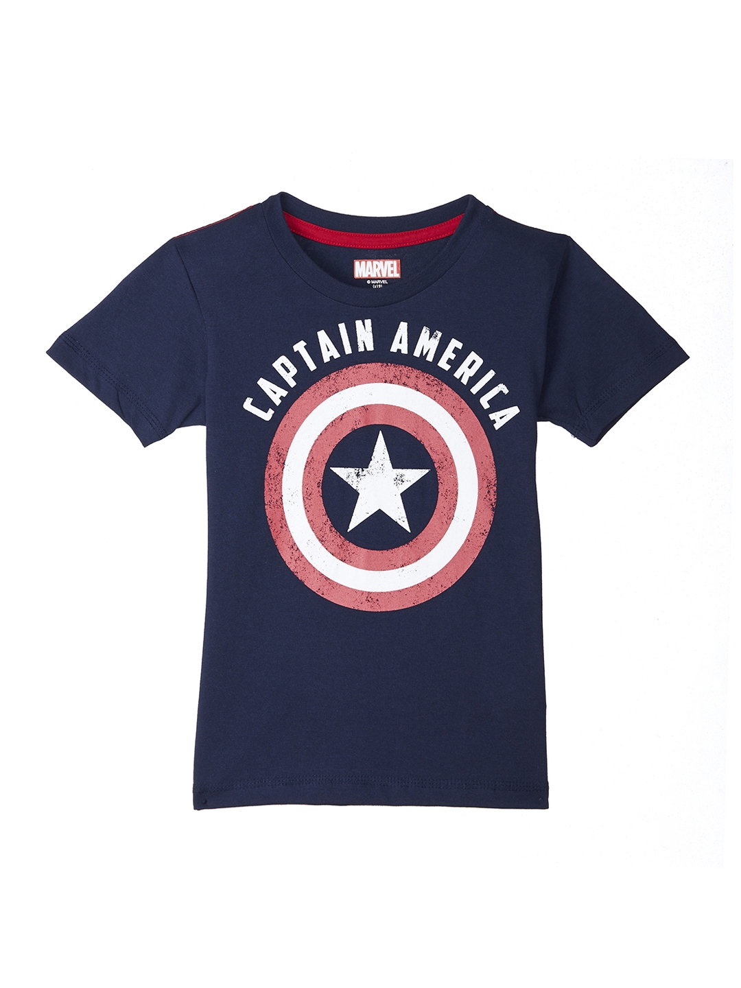 Buy Kids Ville Boys Beige Captain America Printed Round Neck Pure ...