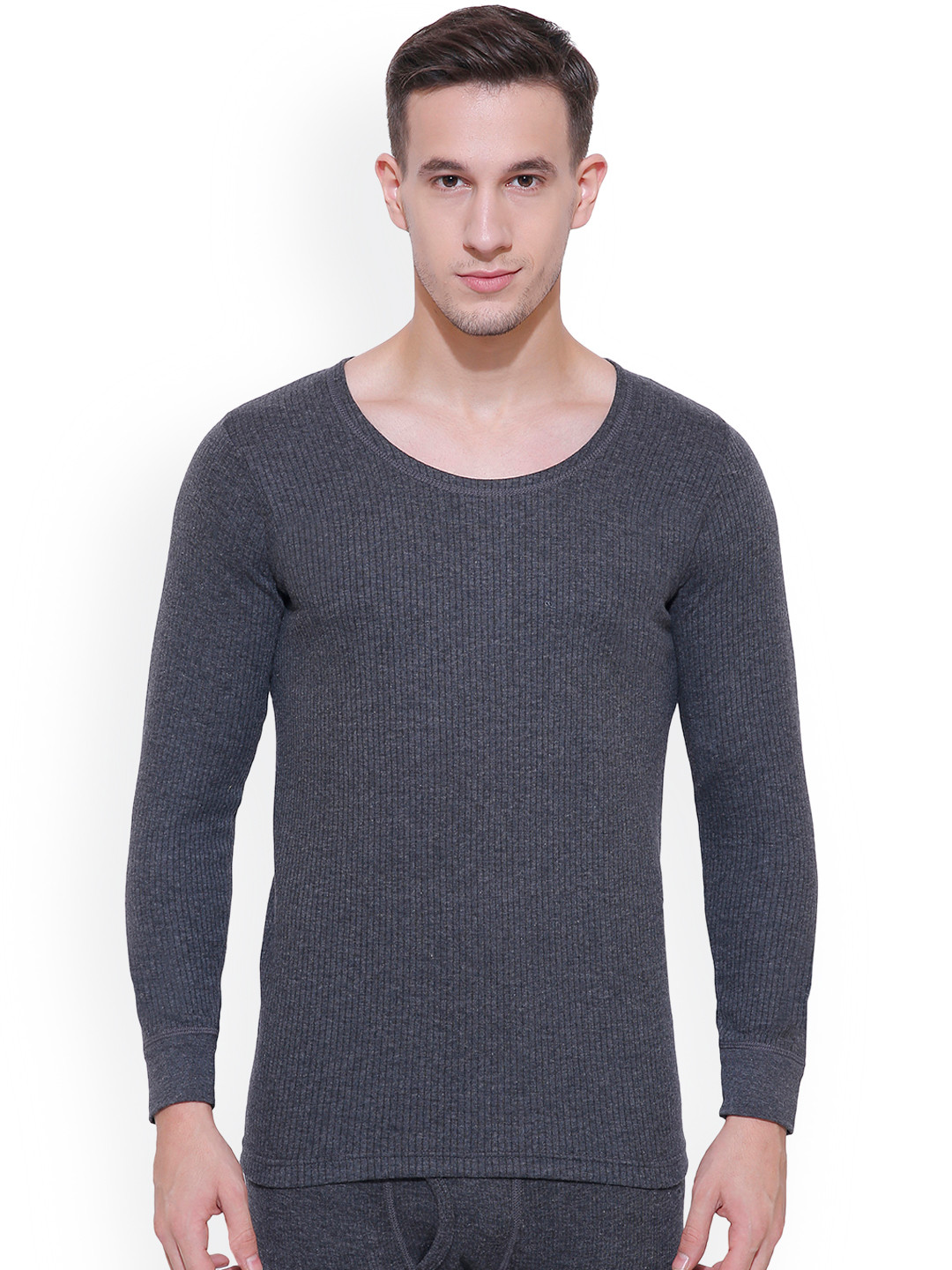 Buy BODYCARE INSIDER Men Charcoal Grey Solid Thermal Tops B101C_105
