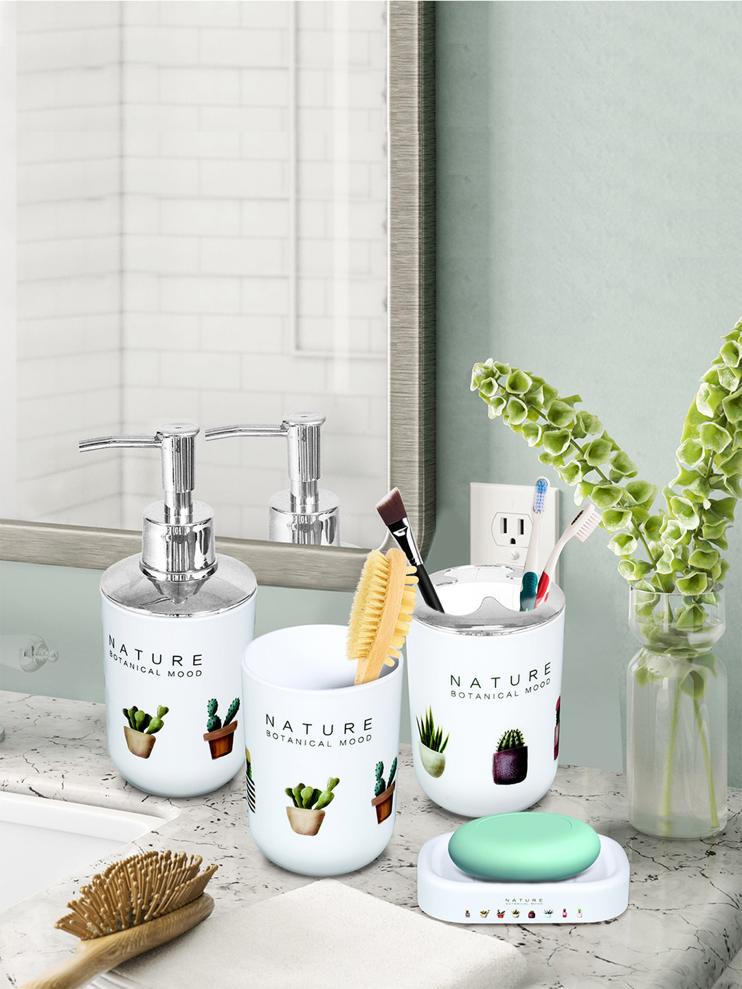 Buy Storyhome Set Of 4 Printed Bathroom Accessories Bathroom