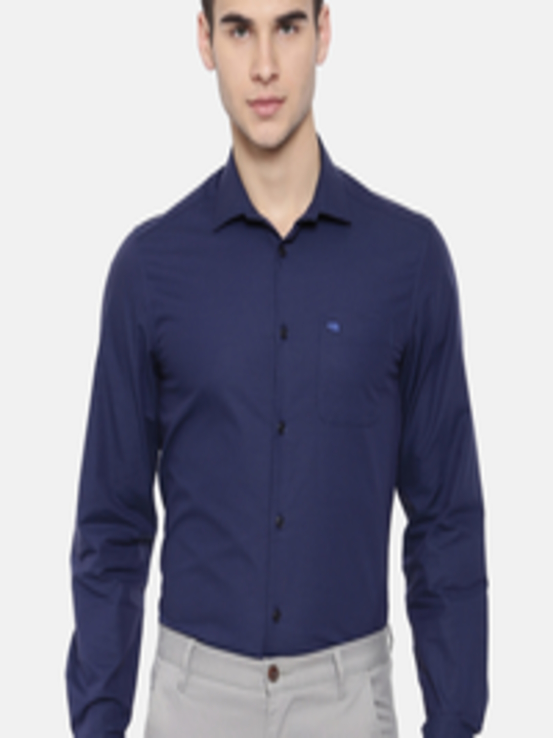 Buy THE BEAR HOUSE Men Blue Club Slim Fit Self Design Formal Shirt ...