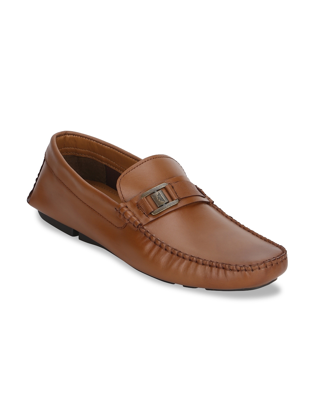 red tape men brown leather loafers