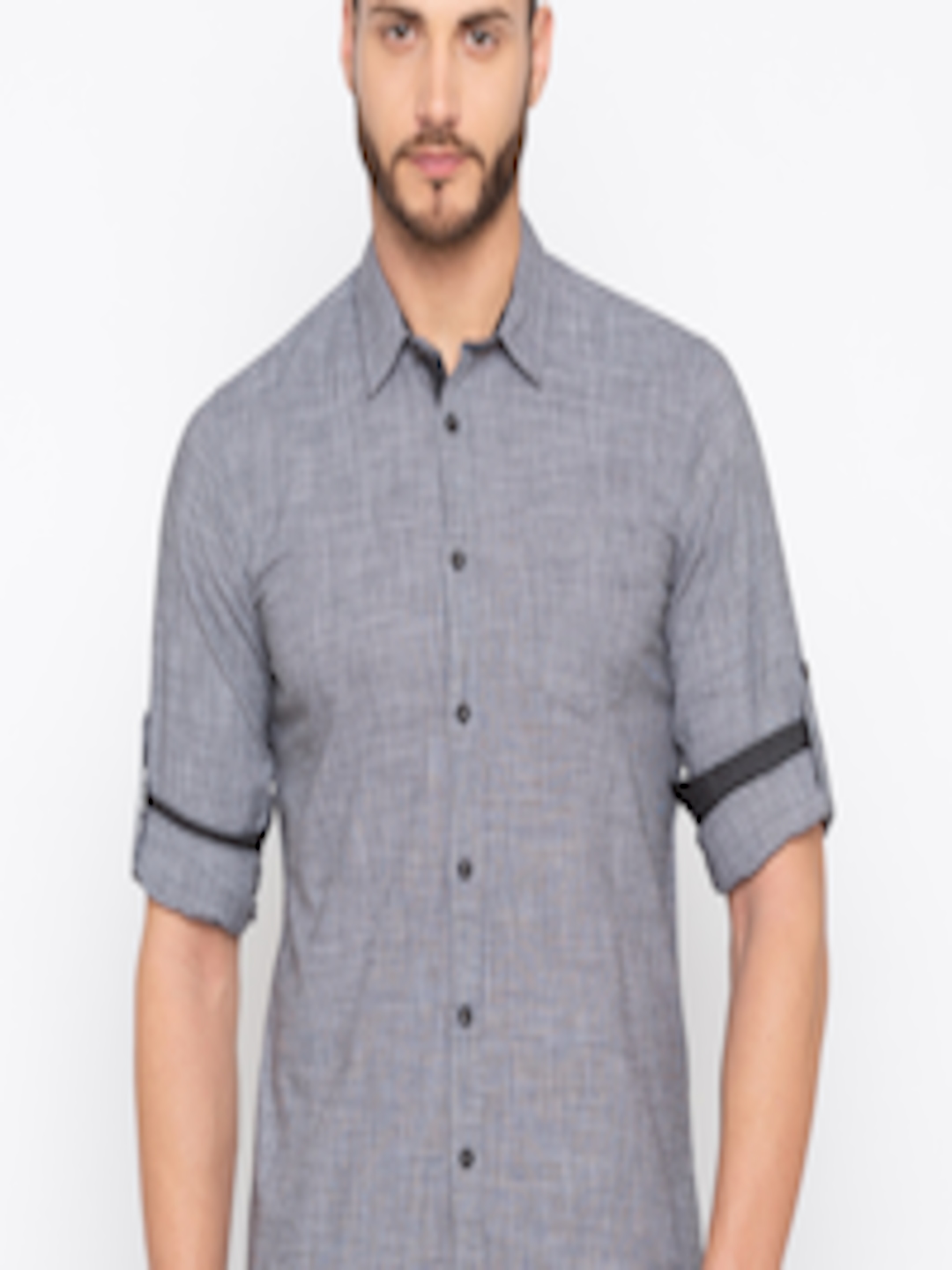 Buy Globus Men Grey Slim Fit Solid Casual Shirt - Shirts for Men ...