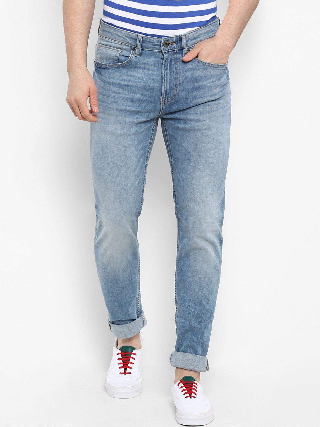 Buy Red Tape Men Blue Slim Fit Mid Rise Clean Look Stretchable Jeans