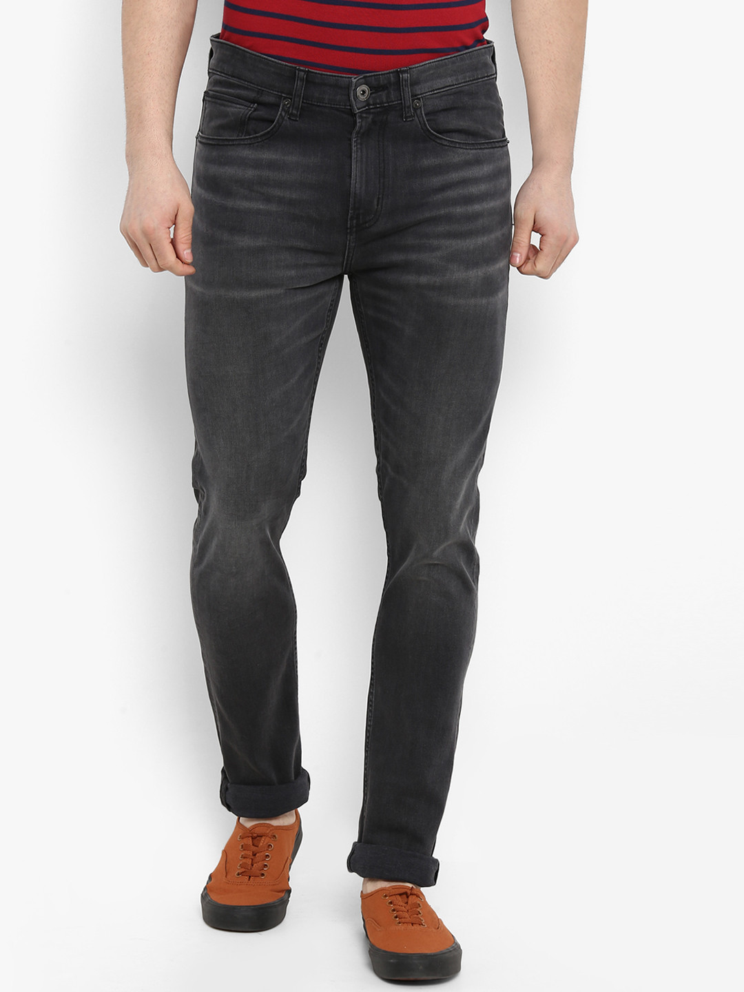 Buy Red Tape Men Grey Skinny Fit Mid Rise Clean Look Stretchable Jeans