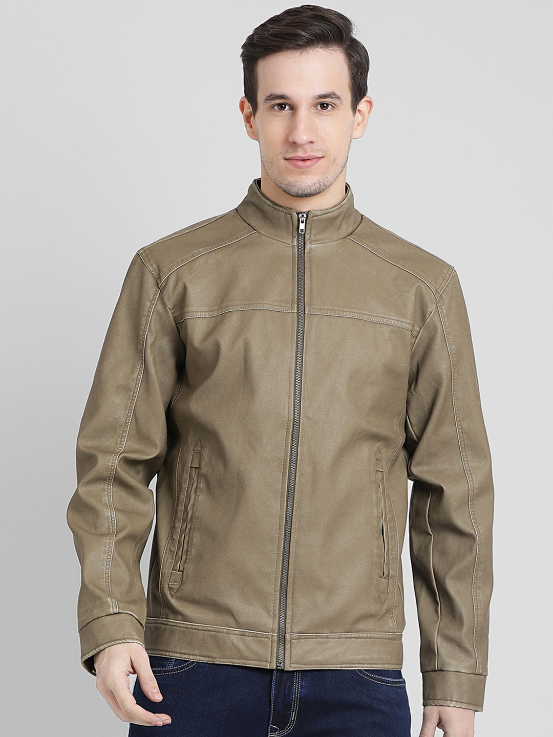 Buy COBB Men Brown Solid Lightweight Leather Jacket Jackets for Men 8370767 Myntra