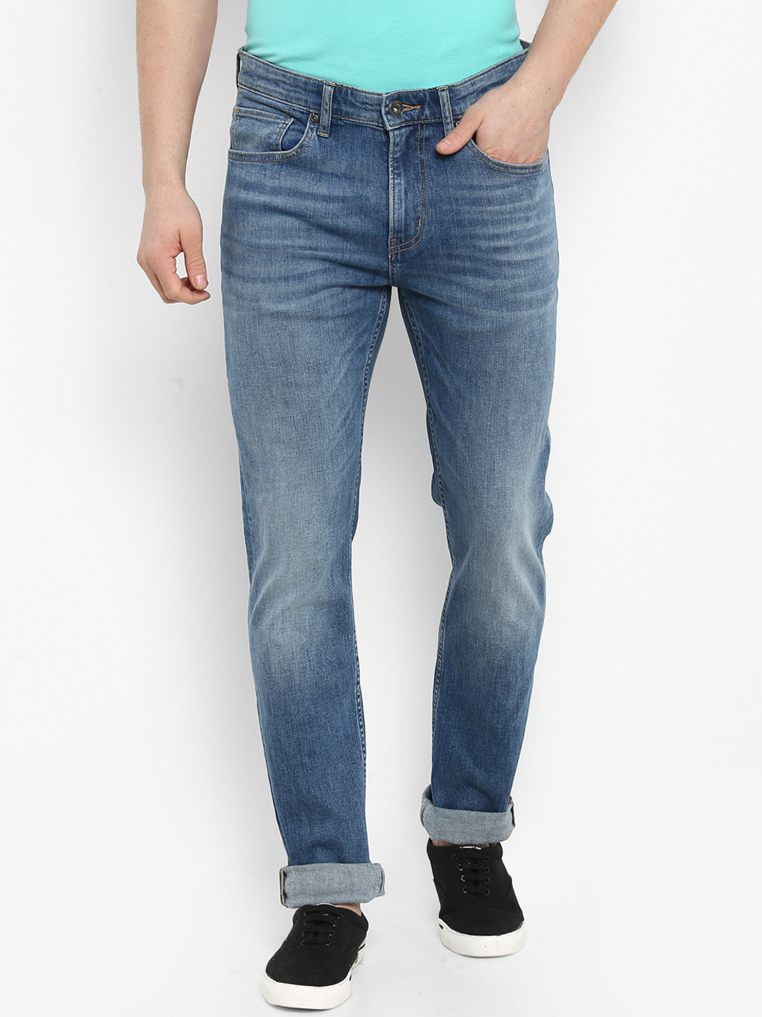 Buy Red Tape Men Blue Slim Fit Mid Rise Clean Look Stretchable Jeans