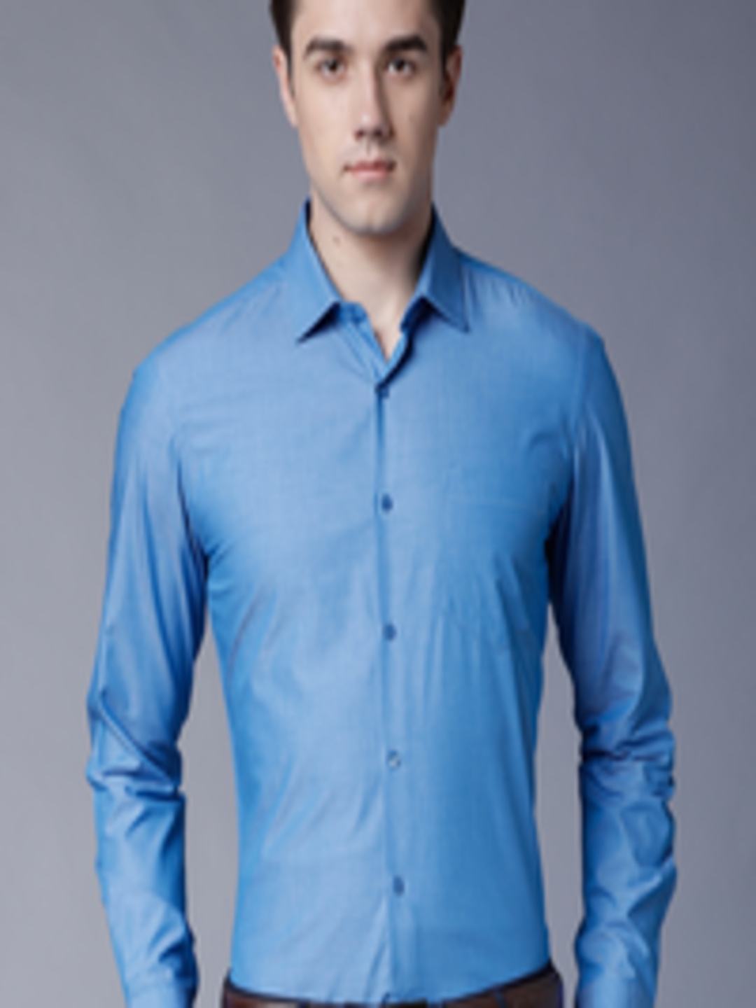 Buy Black Coffee Men Blue Slim Fit Solid Formal Shirt - Shirts for Men ...