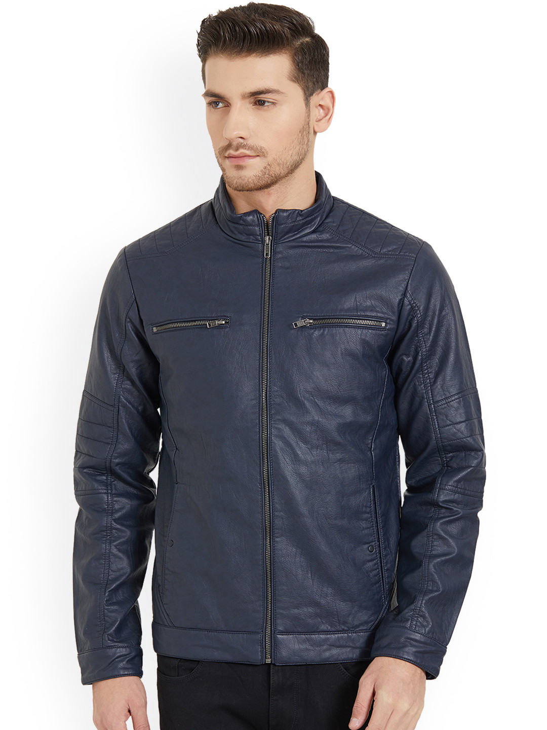 Buy Status Quo Men Navy Blue Slim Fit Jacket Jackets for Men 8568011