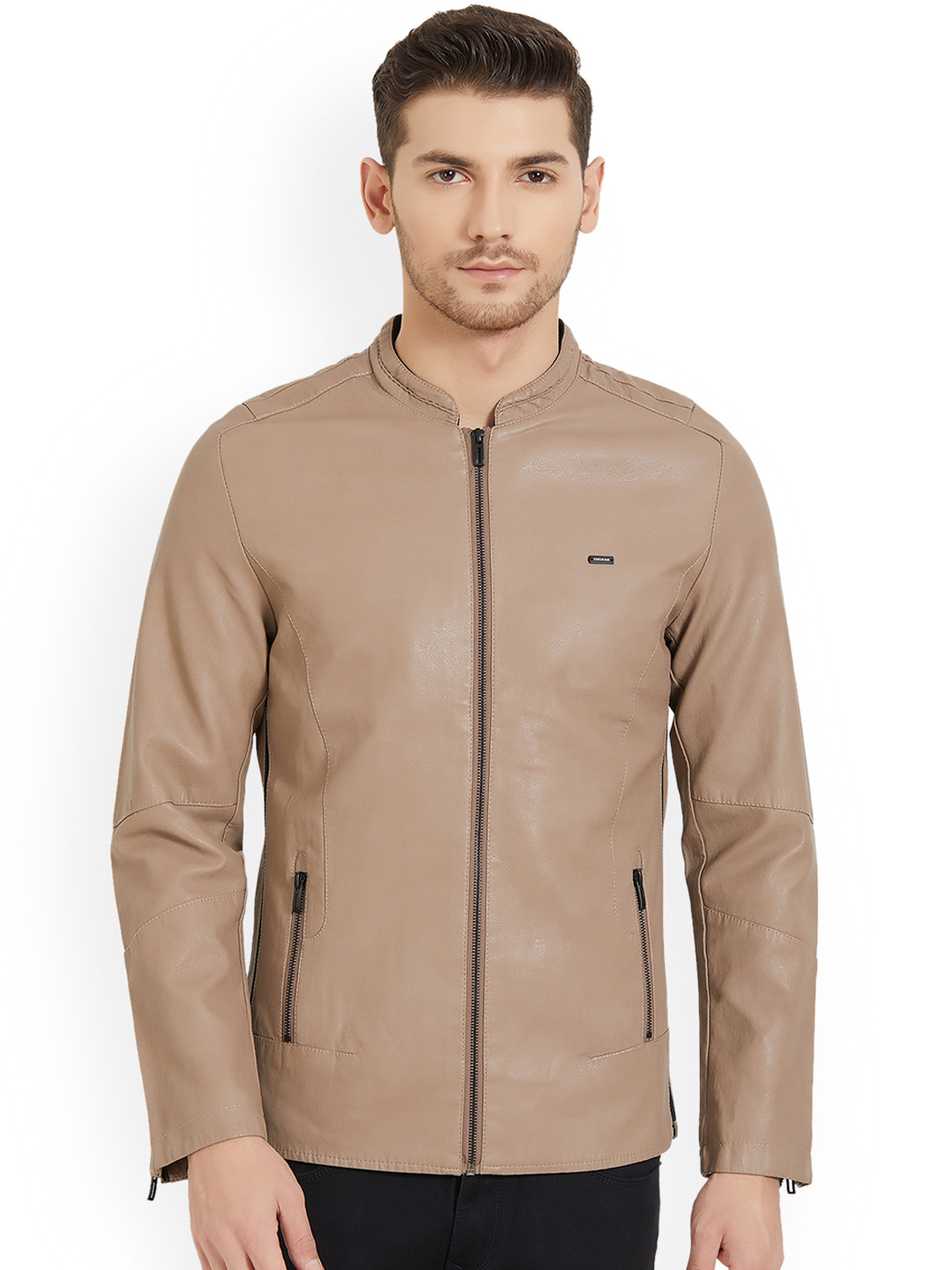 Buy Status Quo Men Beige Solid Slim Fit Lightweight Jacket Jackets