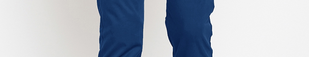 Buy Hancock Men Blue Slim Fit Solid Regular Trousers - Trousers for Men ...