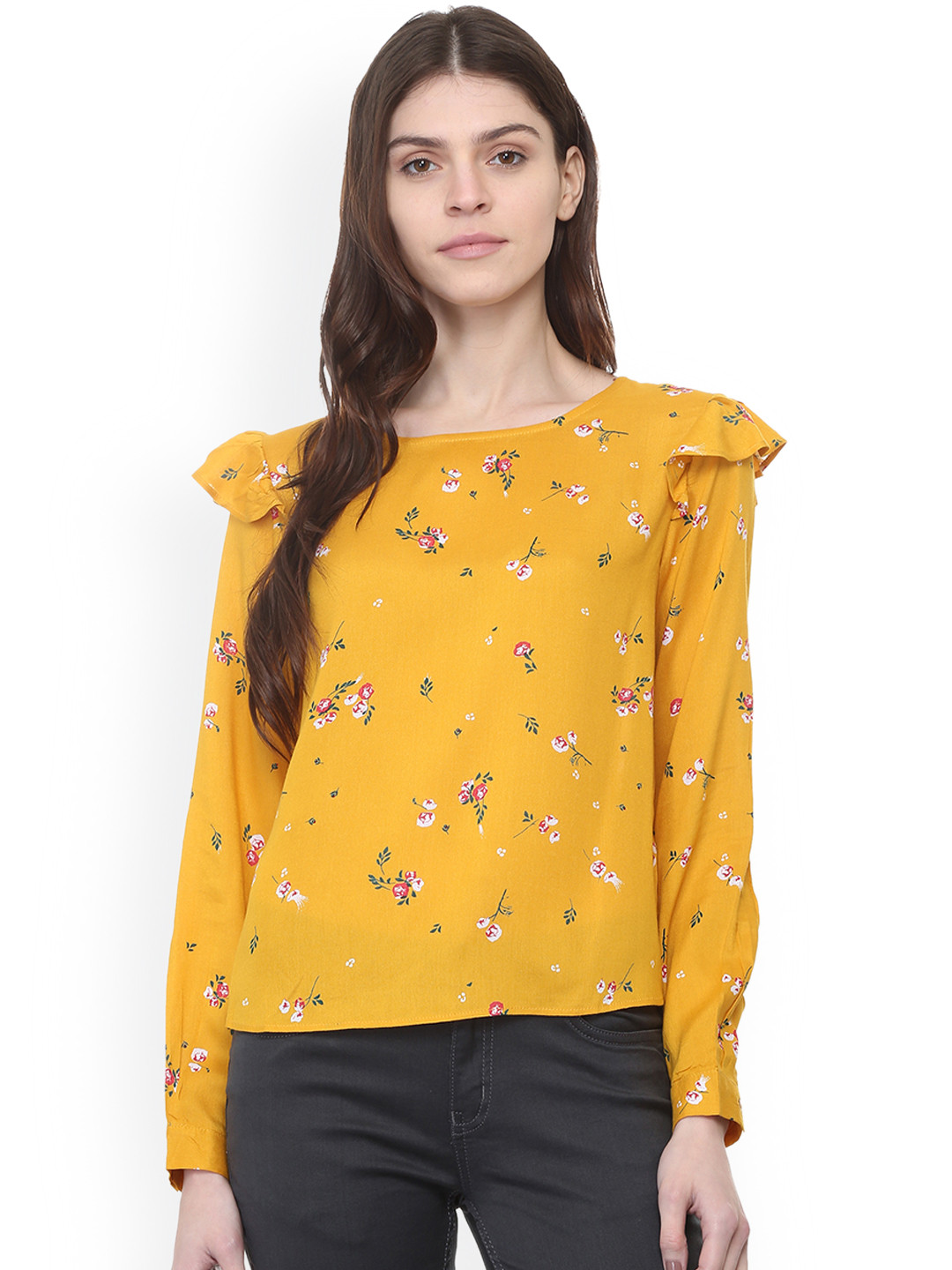 Buy People Women Yellow Printed Top Tops for Women 8603875 Myntra