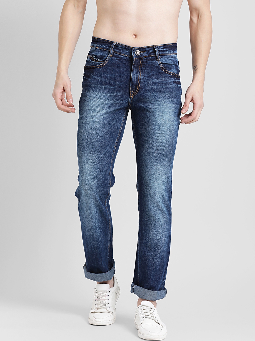 Buy COBB Men Navy Blue Slim Fit Mid Rise Clean Look Jeans - Jeans for ...