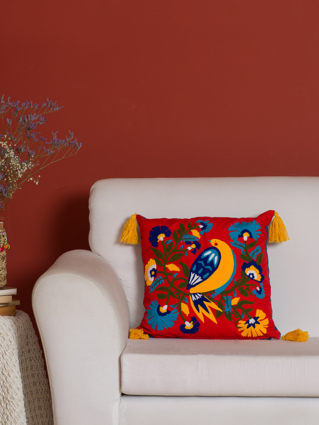 Buy Chumbak Red Set Of Single Quirky Square Cushion Covers Cushion
