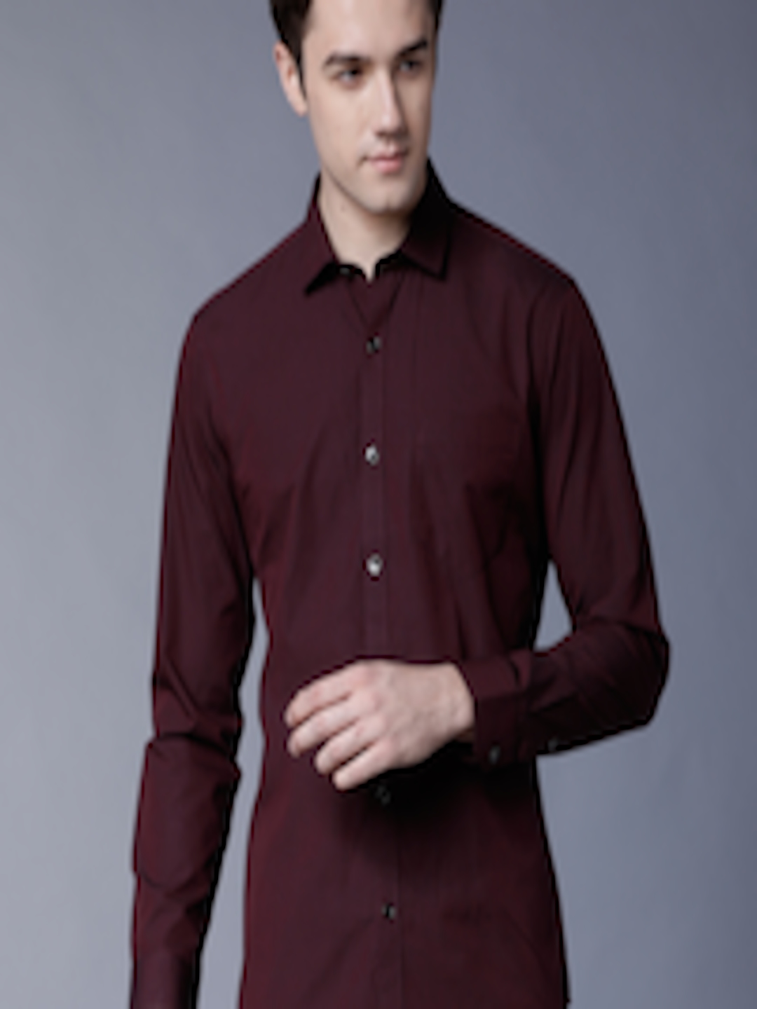 Buy Black Coffee Men Maroon Slim Fit Solid Casual Shirt - Shirts for ...