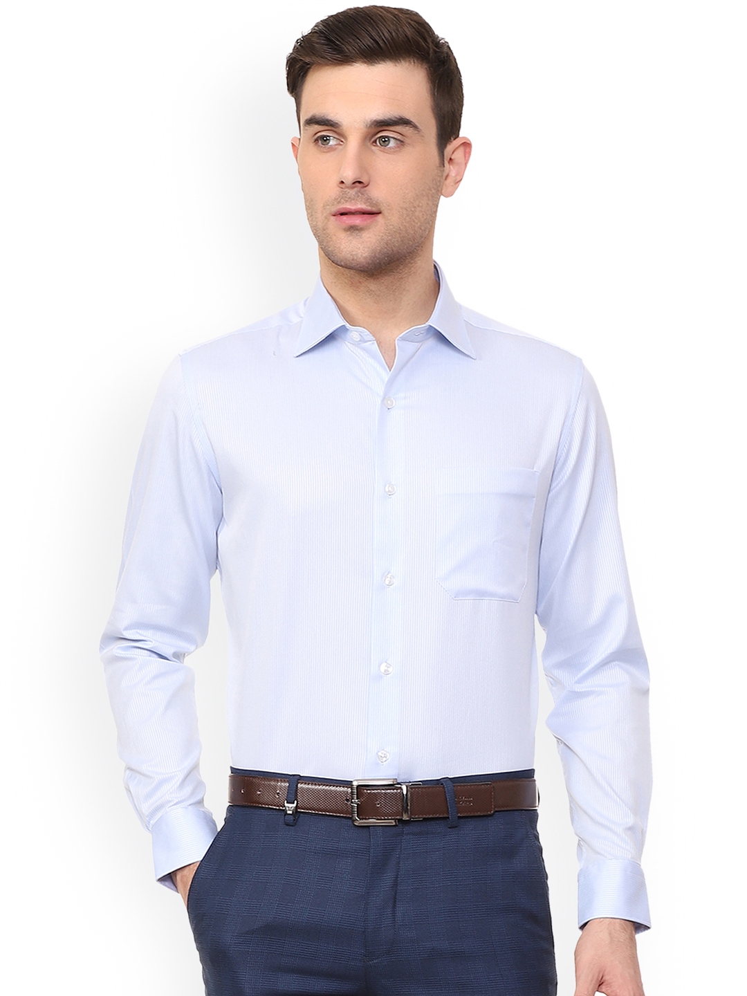 Buy Louis Philippe Men Blue Regular Fit Striped Formal Shirt - Shirts ...