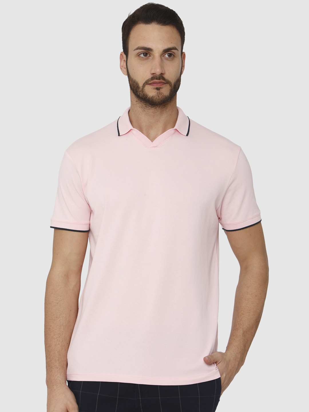 Buy SELECTED Men Pink Solid Polo Collar T Shirt - Tshirts for Men ...