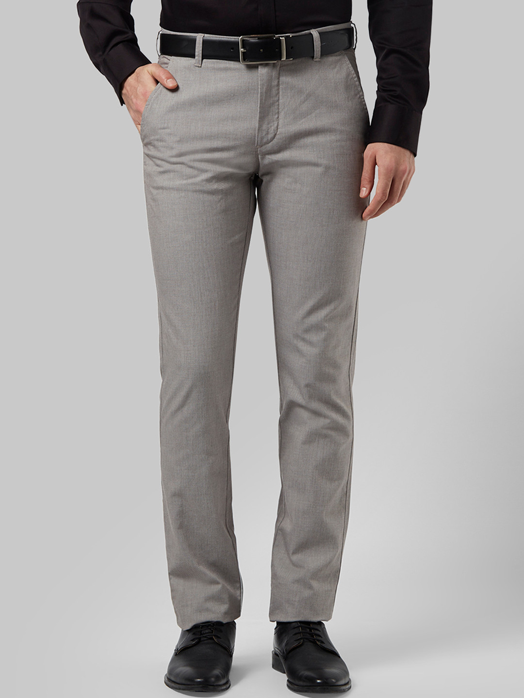 Buy Park Avenue Men Grey Regular Fit Solid Formal Trousers - Trousers ...
